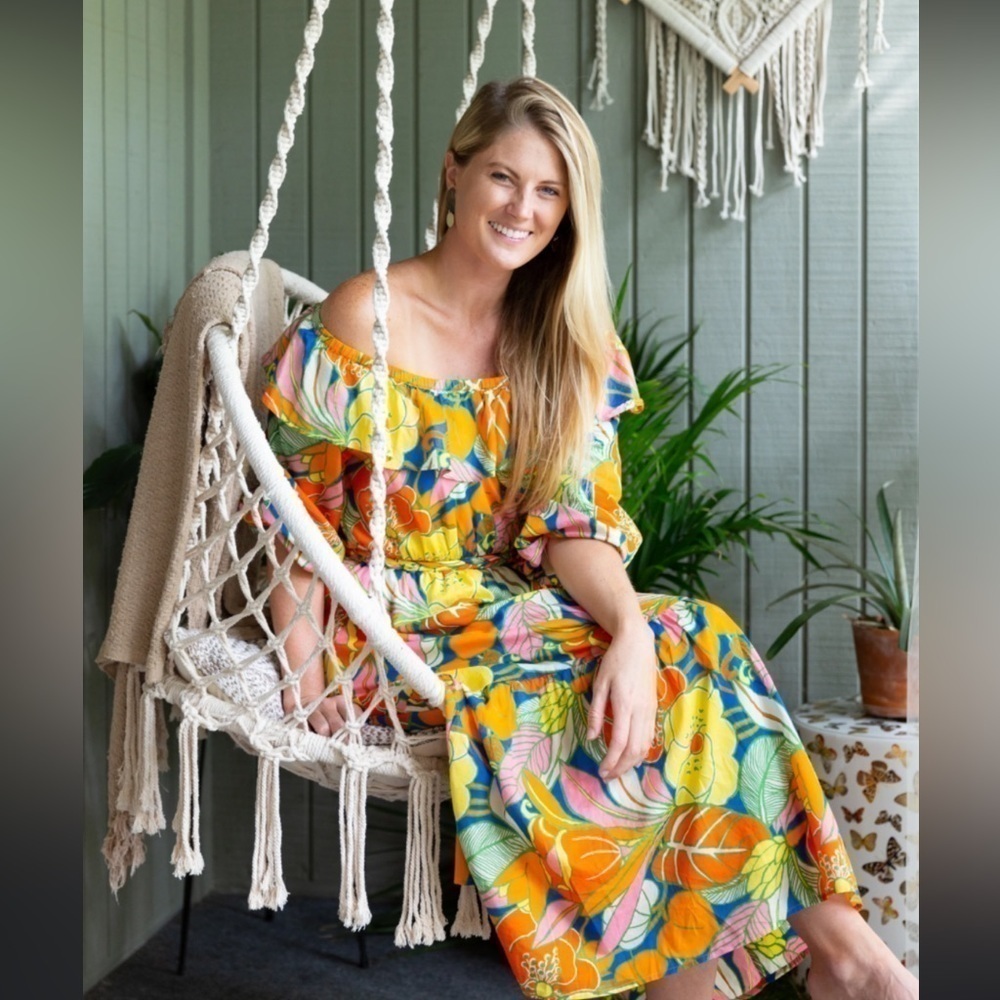 J Crew Belted Midi Dress Off Shoulder Ruffle Tropical Floral Print Size S NWT
